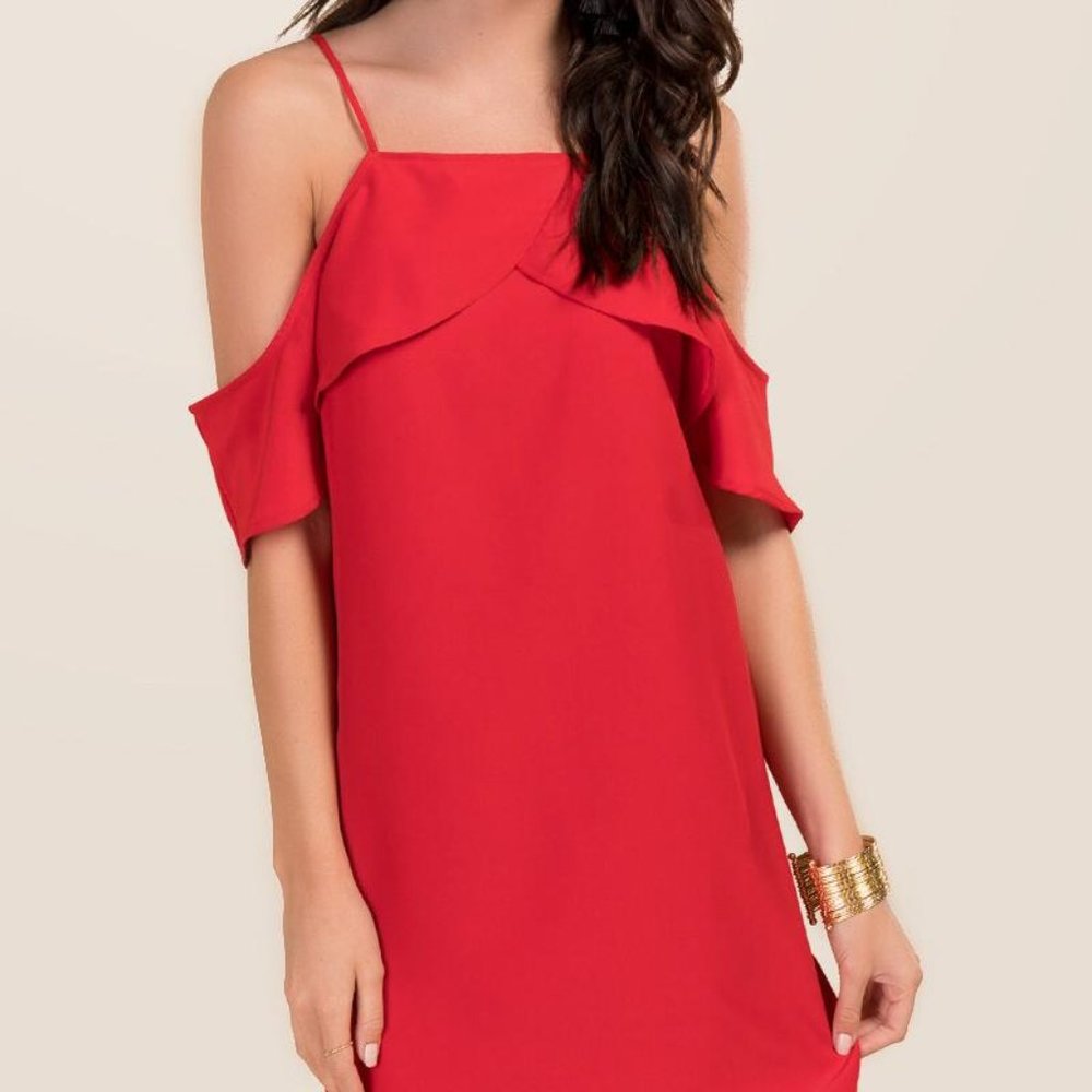 Francesca's Cold Shoulder Flutter Dress